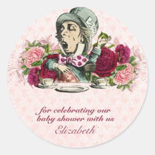 Vintage Alice In Wonderland Tea Party BABY SHOWER Classic Round Sticker