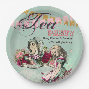 Vintage Alice In Wonderland Tea Party BABY SHOWER Paper Plate