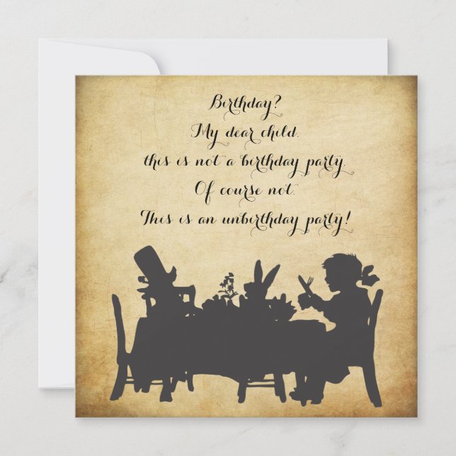 Vintage Alice in Wonderland Tea Party Birthday Invitation (Front)