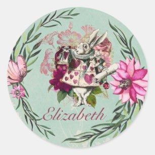 Vintage Alice in Wonderland Tea Party Custom Party Classic Round Sticker