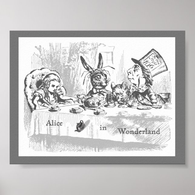 Vintage Alice in Wonderland Tea Party Poster (Front)