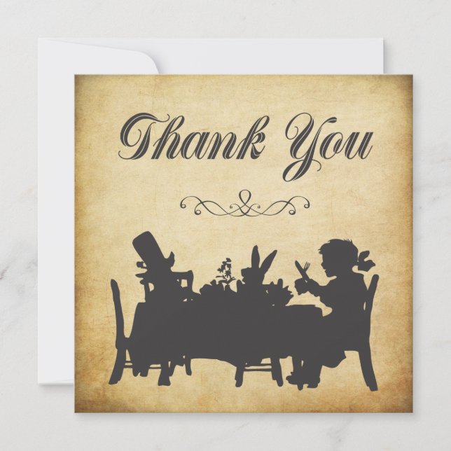 Vintage Alice in Wonderland Tea Party Thank You Card (Front)
