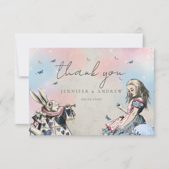 Vintage Alice in Wonderland Thank You Card (Front)