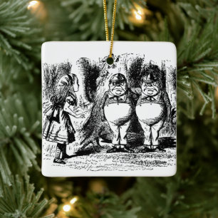 Vintage Alice in Wonderland, Tweedledum Tweedledee Ceramic Tree Decoration