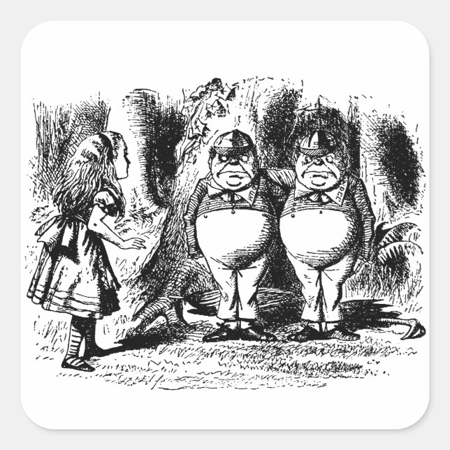 Vintage Alice in Wonderland, Tweedledum Tweedledee Square Sticker (Front)