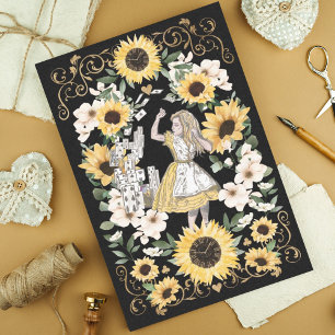 Vintage Alice in Wonderland Watercolor Sunflowers Tissue Paper