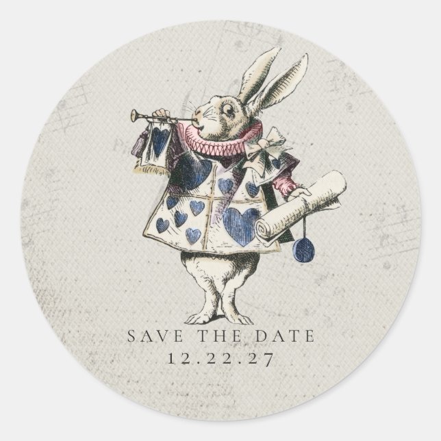 Vintage Alice in Wonderland Wedding  Classic Round Sticker (Front)