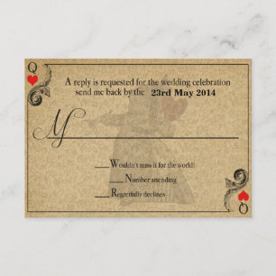 Vintage Alice in Wonderland Wedding RSVP Card