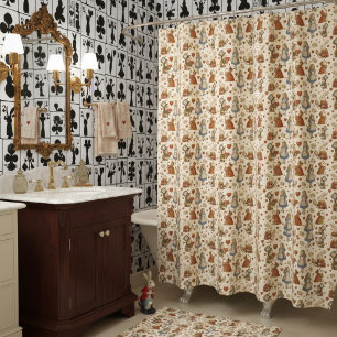 Vintage Alice in Wonderland Whimsical Bathroom Dec Shower Curtain