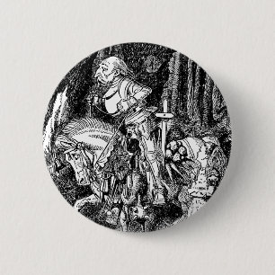Vintage Alice in Wonderland White Knight on Horse 6 Cm Round Badge