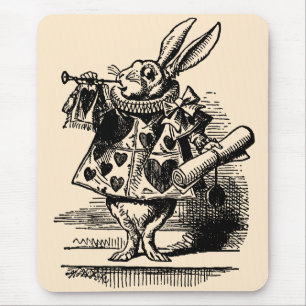 Vintage Alice in Wonderland White Rabbit as Herald Mouse Mat
