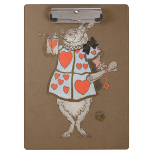 Vintage Alice in Wonderland White Rabbit Herald Clipboard