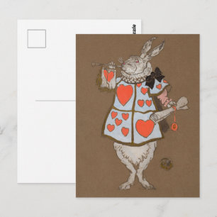 Vintage Alice in Wonderland White Rabbit Herald Postcard