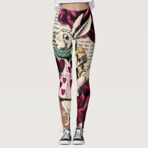 Vintage Alice in Wonderland White Rabbit  Leggings