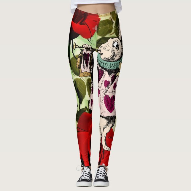Vintage Alice in Wonderland White Rabbit   Leggings (Front)