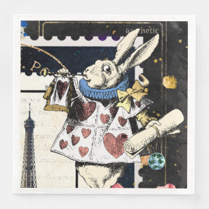 Vintage Alice in Wonderland White Rabbit   Napkin