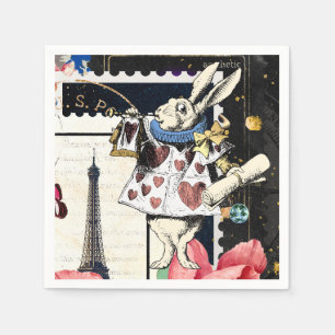 Vintage Alice in Wonderland White Rabbit Napkin
