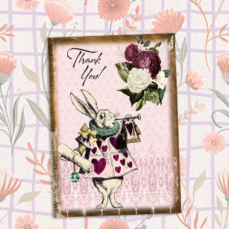 Vintage Alice in Wonderland White Rabbit Thank You Card