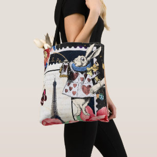 Vintage Alice in Wonderland White Rabbit Tote Bag