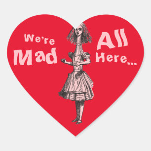 Vintage Alice Stretched in Wonderland Heart Sticker