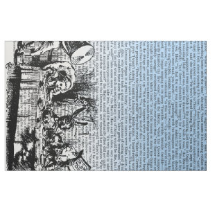Vintage Alice Text And Border Blue Fabric