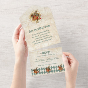 Vintage Alice White Rabbit All In One Invitation
