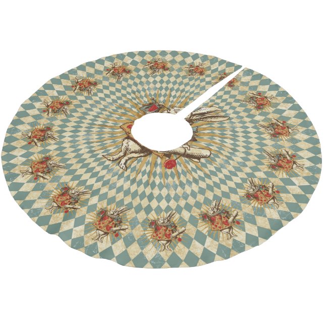Vintage Alice White Rabbit Brushed Polyester Tree Skirt (Angled)