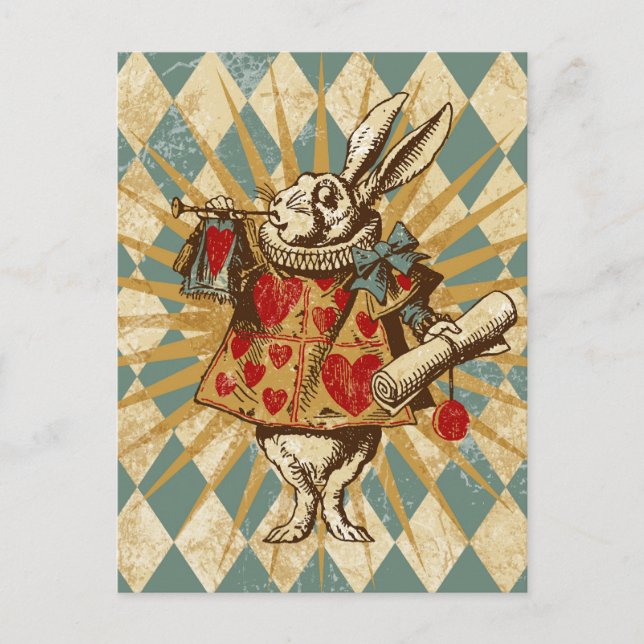 Vintage Alice White Rabbit Postcard (Front)