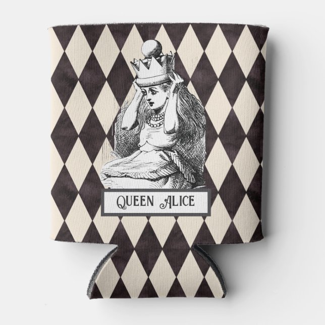 Vintage Alice with Crown Harlequin  Can Cooler (Front)
