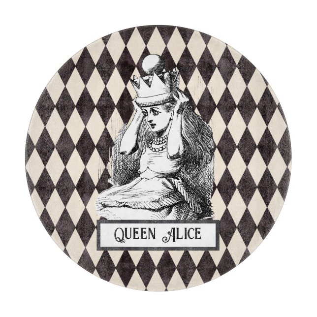 Vintage Alice with Crown Harlequin Cutting Board (Front)