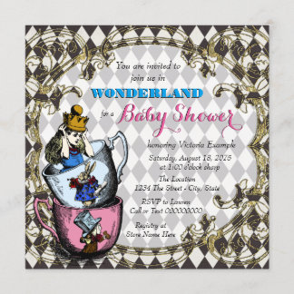 Vintage Alice Wonderland Baby Shower Invitation