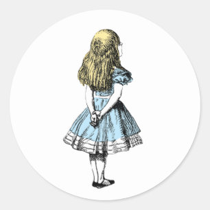 Vintage Alice Wonderland Blue Dress Classic Round Sticker