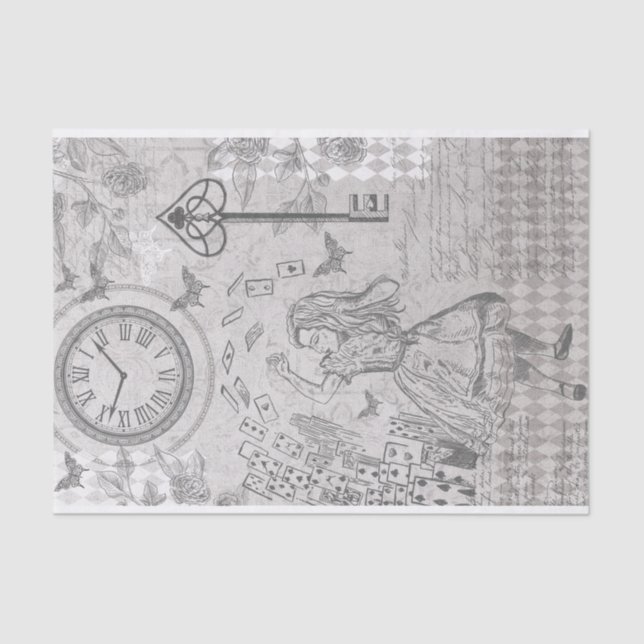 Vintage Alice Wonderland Playing Cards Decoupage Tissue Paper (Front)