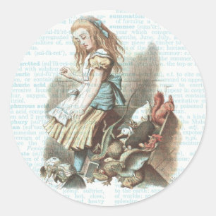 Vintage Alice Wonderland Tags Dictionary Page Blue