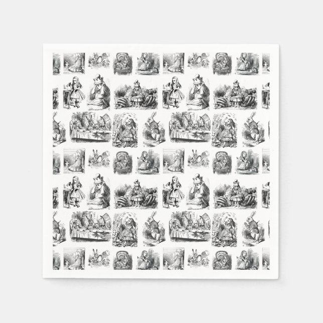 Vintage Alice's Adventures in Wonderland Pattern Napkin (Front)