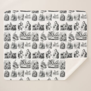 Vintage Alice's Adventures in Wonderland Pattern Sherpa Blanket