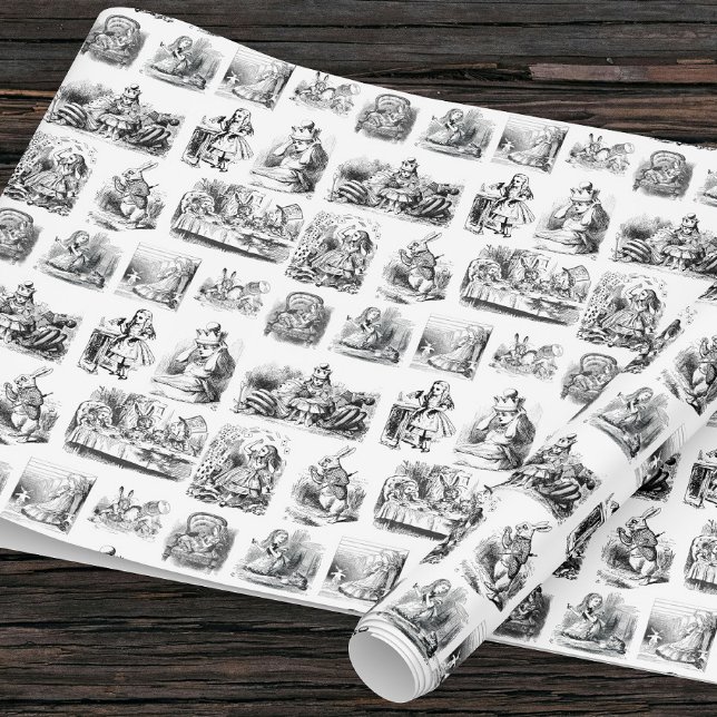 Vintage Alice's Adventures in Wonderland Pattern  Wrapping Paper (Creator Uploaded)