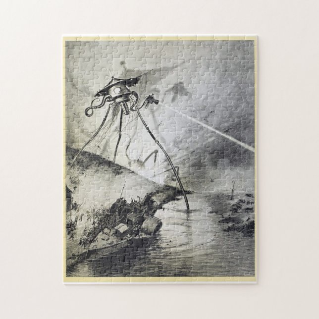 Vintage alien invasion world war ufo movie jigsaw puzzle (Vertical)