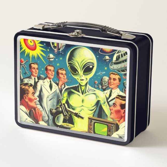 Vintage Alien Science Fiction Comics Metal Lunch Box (Front)