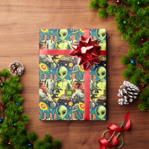Vintage Alien Science Fiction Comics Wrapping Paper