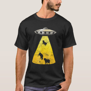 Vintage Alien Ufo Cow Abduction Roswell Retro Yell T-Shirt