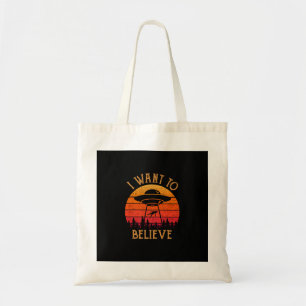 Vintage Alien UFO Hunter I Want To Believe Retro P Tote Bag