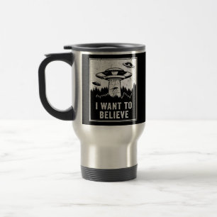 Vintage Alien UFO Hunter I Want To Believe Retro P Travel Mug