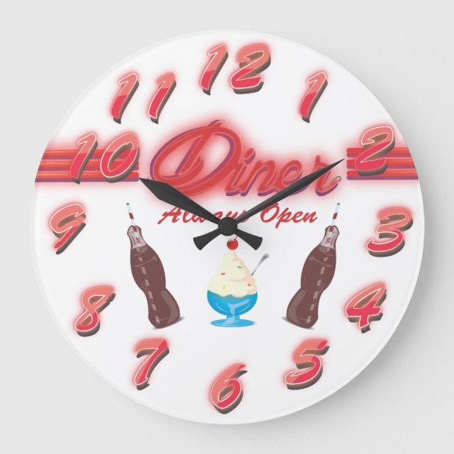Vintage All American Diner Large Clock (Front)