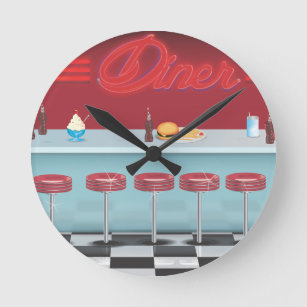 American Diner Wall Clocks Zazzle UK
