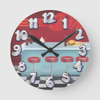 Vintage All American Diner Round Clock