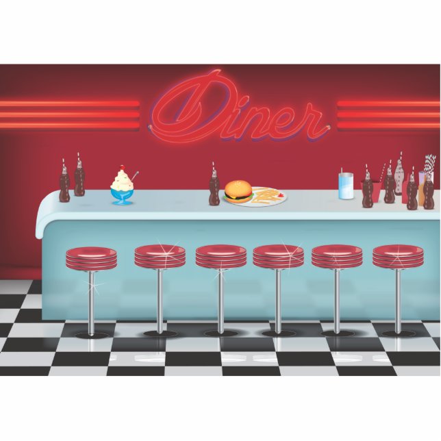 Vintage All American Diner Standing Photo Sculpture (Front)