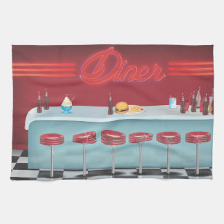 Vintage All American Diner Tea Towel