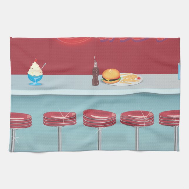 Vintage All American Diner Tea Towel (Horizontal)