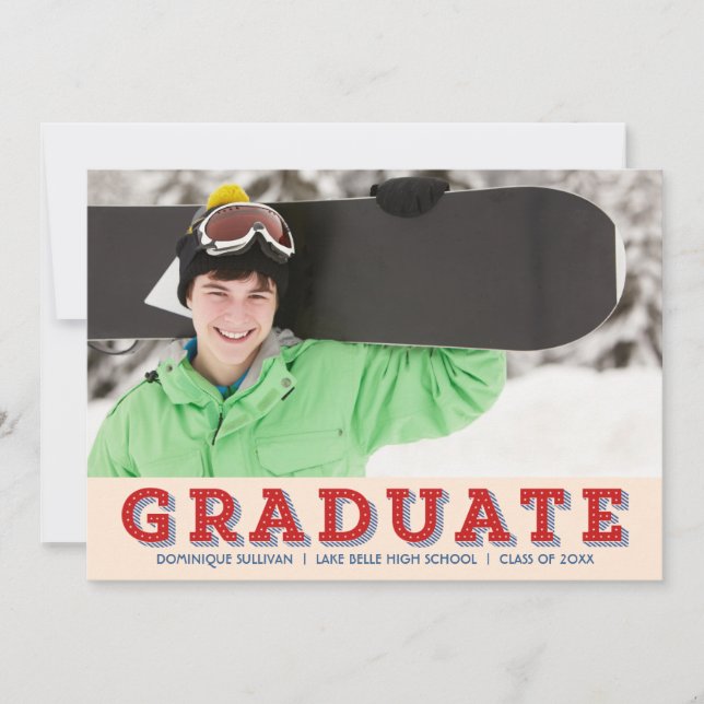 Vintage All American Photo Graduation Party Invitation (Front)